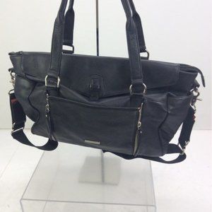 Storksak Black Pebbled Leather Emma Shoulder Diaper Bag